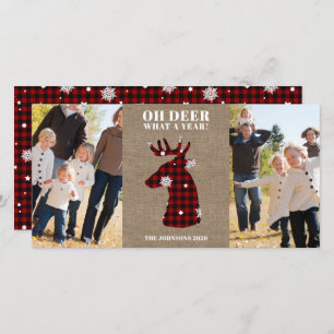 Cartes Pour Fêtes Annuelles Funny Plaid Snowflake Oh Deer Photo