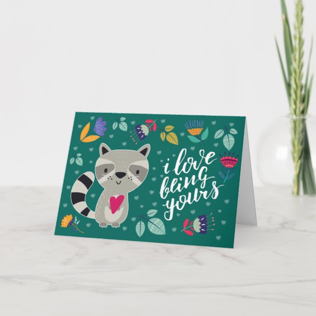 Cartes Pour Fêtes Annuelles Funny Raccoon Saint Valentin (Devant)
