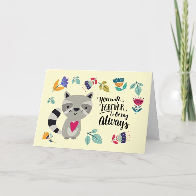 Cartes Pour Fêtes Annuelles Funny Raccoon Saint Valentin Saint Valentin (Devant)