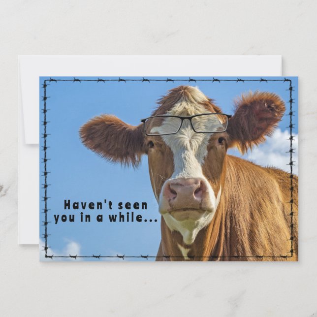 Cartes Pour Fêtes Annuelles Funny Ranch Farm Pays Lunettes de vache occidental (Devant)