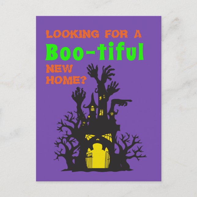 Cartes Pour Fêtes Annuelles Funny Real Estate Haunted House Halloween (Devant)