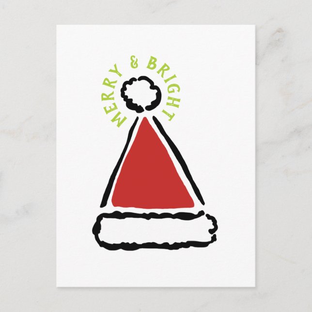 Cartes Pour Fêtes Annuelles Funny Red Santa Chapeau Merry & Bright Typographie (Devant)