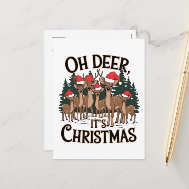 Cartes Pour Fêtes Annuelles Funny Reindeer (Devant/Arrière en situation)