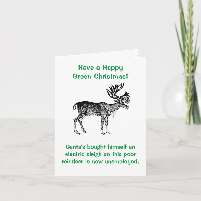Cartes Pour Fêtes Annuelles Funny Reindeer Père Noël Green Christmas (Devant)