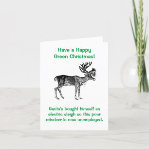 Cartes Pour Fêtes Annuelles Funny Reindeer Père Noël Green Christmas