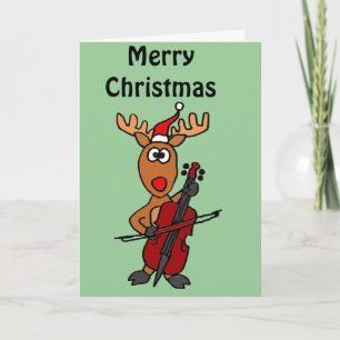 Cartes Pour Fêtes Annuelles Funny Reindeer Playing Cello Christmas