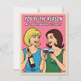 Cartes Pour Fêtes Annuelles Funny Retro Vintage Wine Humor BFF Pop Art Card