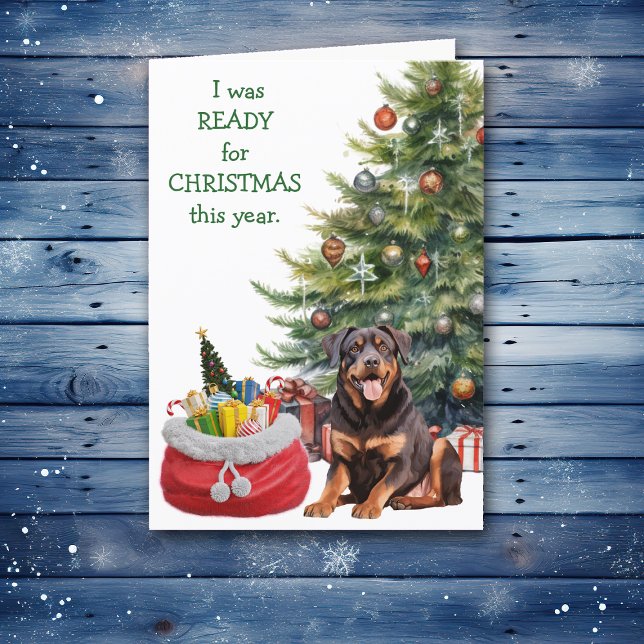 Cartes Pour Fêtes Annuelles Funny Rottweiler Chien prêt pour Noël (Créateur téléchargé)