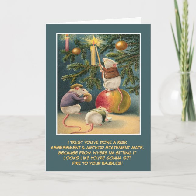 Cartes Pour Fêtes Annuelles Funny Royaume-Uni santé et sécurité Noël (Devant)