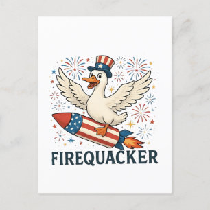 Cartes Pour Fêtes Annuelles Funny Rubber Duck USA Patriotic Firequacker 4e