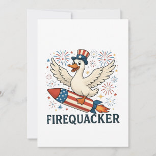 Cartes Pour Fêtes Annuelles Funny Rubber Duck USA Patriotic Firequacker 4e