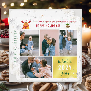 Cartes Pour Fêtes Annuelles Funny Rudolph 4 Photos Collage Joyeuses Vacances M