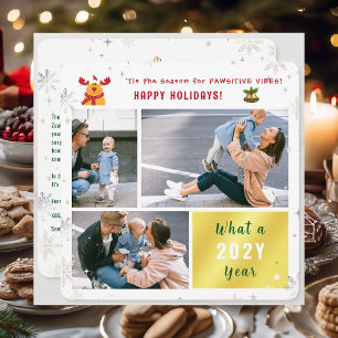 Cartes Pour Fêtes Annuelles Funny Rudolph Cute Happy Holidays 3 Photos Collage