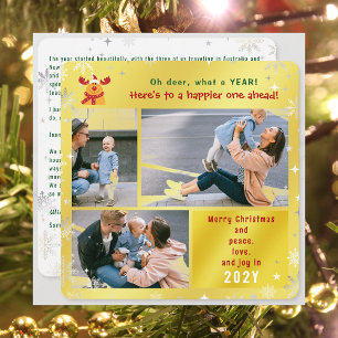 Cartes Pour Fêtes Annuelles Funny Rudolph Oh Deer Peace Love Joy Golden Photo