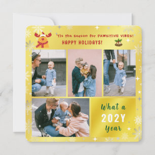 Cartes Pour Fêtes Annuelles Funny Rudolph Photo Collage Happy Holidays Golden