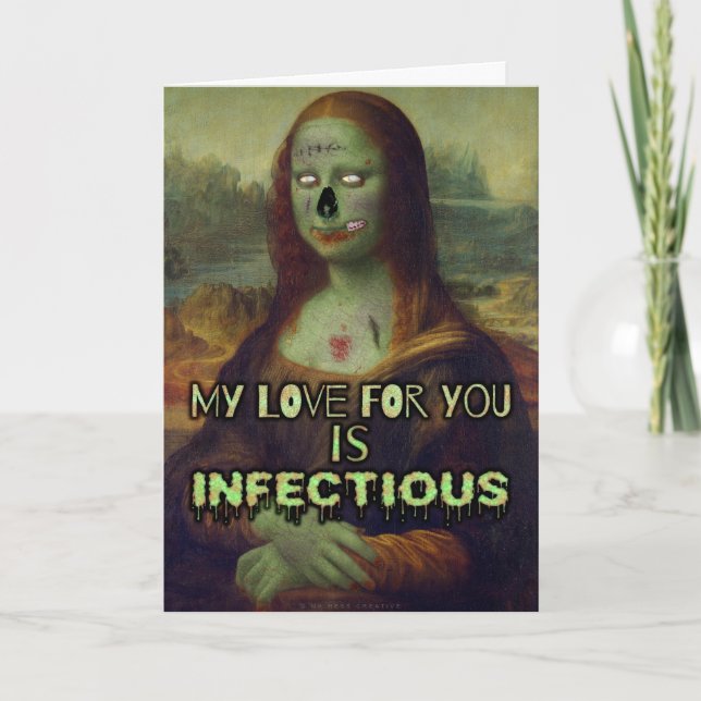 Cartes Pour Fêtes Annuelles Funny Saint Valentin Zombie Mona Lisa Love (Devant)