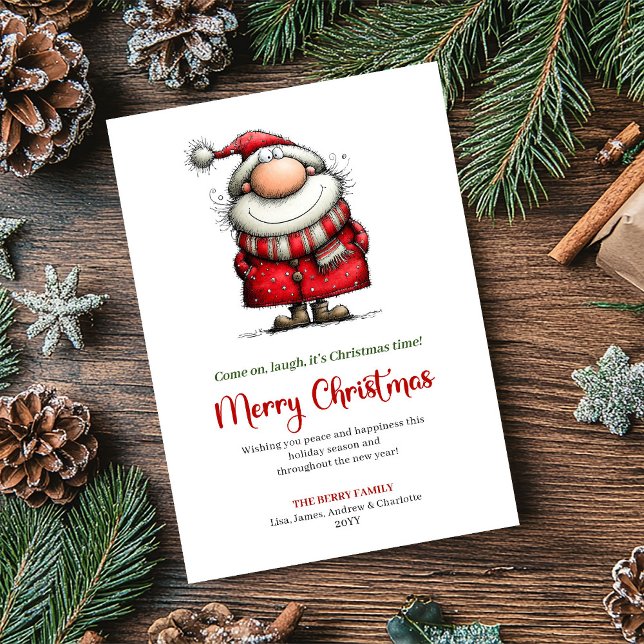 Cartes Pour Fêtes Annuelles Funny Santa Cartoon Whimsical Holiday Greeting (Funny Santa Cartoon Whimsical Holiday Greeting)