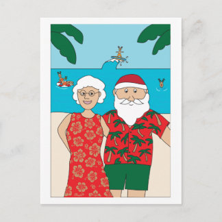 Cartes Pour Fêtes Annuelles Funny Santa Claus Beach Noël