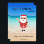 Cartes Pour Fêtes Annuelles Funny Santa Claus Beach Tropical Floride Noël<br><div class="desc">Carte de Noël Floride mignonne avec Père Noël sur le design de la plage qui dit - Laisser neiger... .ailleurs. Nous vous souhaitons des voeux chauds pour cette saison des fêtes. Customisé avec vos noms.</div>