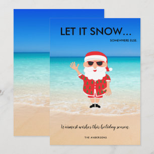 Cartes Pour Fêtes Annuelles Funny Santa Claus Beach Tropical Floride Noël