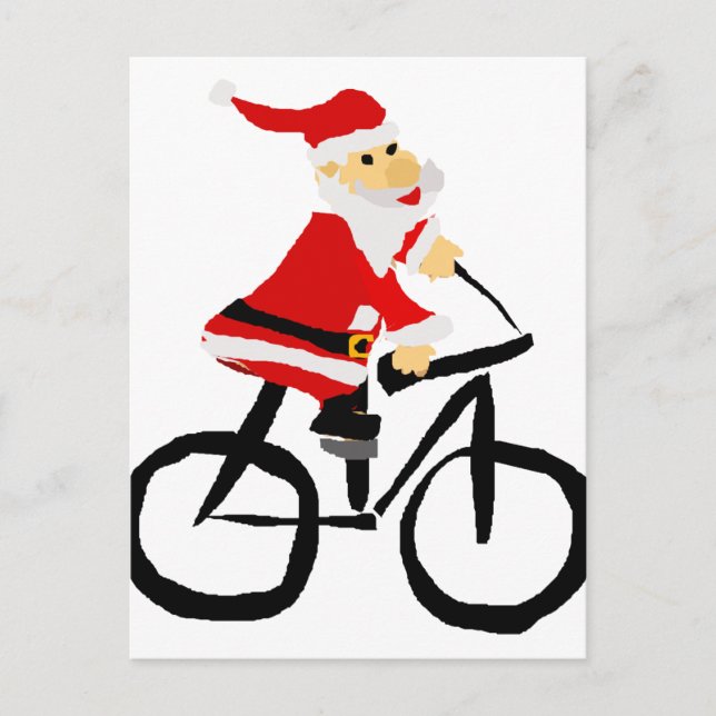Cartes Pour Fêtes Annuelles Funny Santa Claus équitation vélo Art de Noël (Devant)