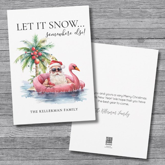 Cartes Pour Fêtes Annuelles Funny Santa Claus Plage tropicale Noël (Funny Santa Claus Tropical Beach Christmas Holiday Card)