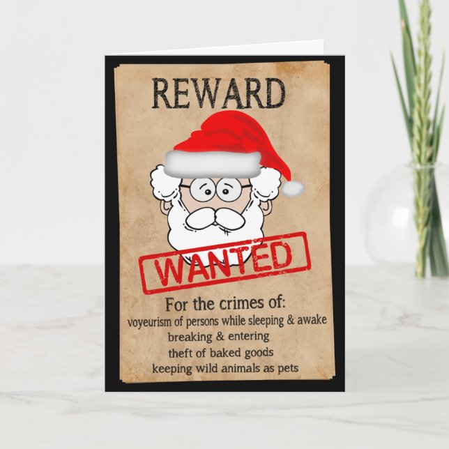 Cartes Pour Fêtes Annuelles Funny Santa Claus Poster Recherché (Devant)