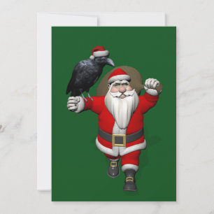 Cartes Pour Fêtes Annuelles Funny Santa Claus With Common Raven