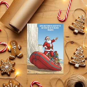 Cartes Pour Fêtes Annuelles Funny Santa Dinghy Noël