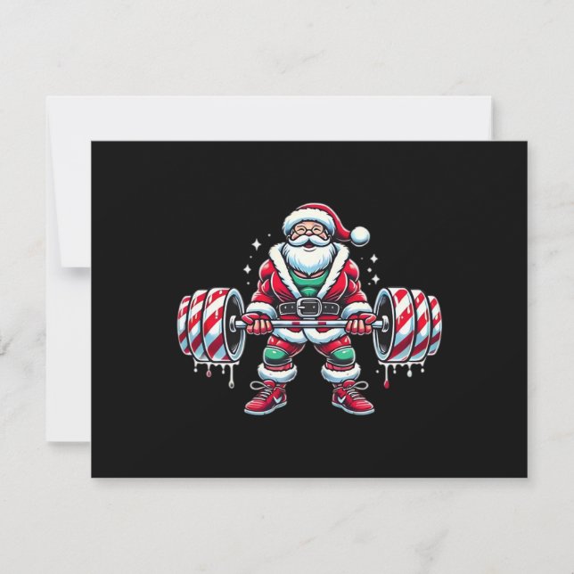 Cartes Pour Fêtes Annuelles Funny Santa Weightlifting Christmas Fitness Gym De (Devant)