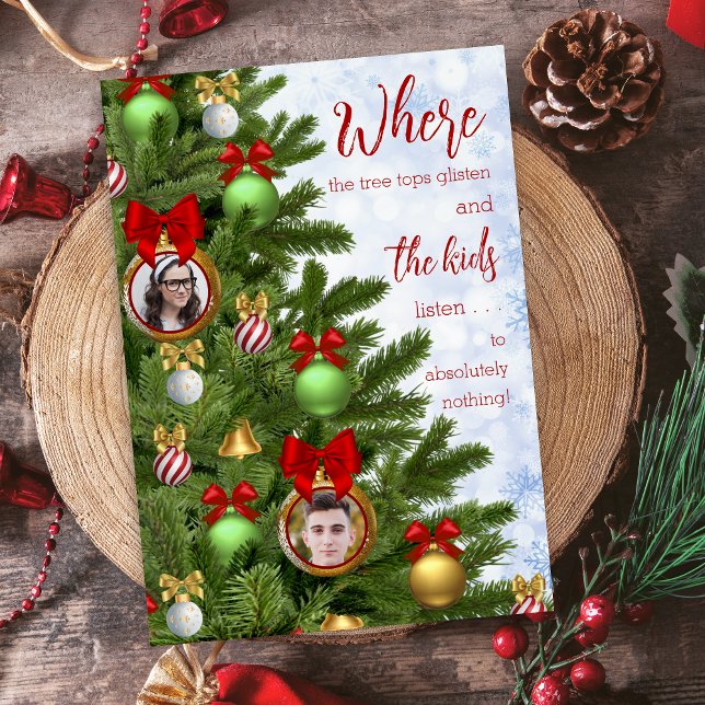 Cartes Pour Fêtes Annuelles Funny Sarcastic Enfants Humour Famille Joyeux Noël (cute 2 photo funny sarcastic humor family kids christmas cards with personalized message on the back)