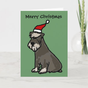 Cartes Pour Fêtes Annuelles Funny Schnauzer en Casquette de Noël