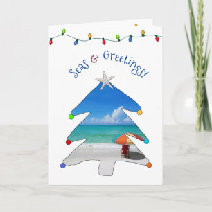 Cartes Pour Fêtes Annuelles Funny Seas and Greetings Photo Beach Christmas Hol