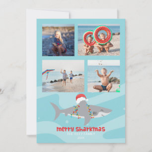 Cartes Pour Fêtes Annuelles Funny Shark Photo Christmas Flat Holiday Card
