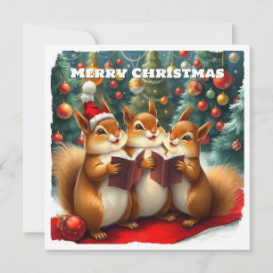 Cartes Pour Fêtes Annuelles Funny Snow Nature Bois Animaux Noël