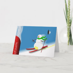Cartes Pour Fêtes Annuelles Funny Snowman Humour Ski Joke Noël