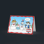 Cartes Pour Fêtes Annuelles Funny Snowman Noël patriotique<br><div class="desc">Aimez-vous répandre des rires pendant la période des fêtes ? Voici quelques cartes de bonhomme de neige amusantes à envoyer à la famille et aux amis! Ce nouveau design original créé par Raphaela Wilson dépeint un concours patriotique de bonhomme de neige... Qui peut battre un majestueux aigle chauve ? Changez...</div>