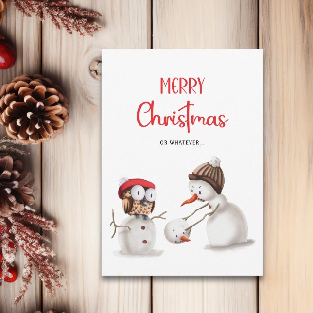 Cartes Pour Fêtes Annuelles Funny Snowman Owl Joyeux Noël (Créateur téléchargé)