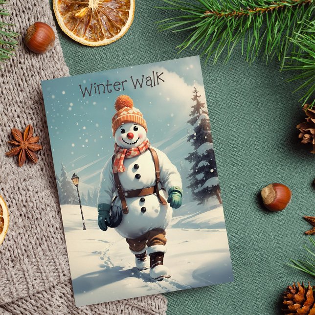 Cartes Pour Fêtes Annuelles Funny Snowman Winter Walk Christmas Holiday Card (Créateur téléchargé)