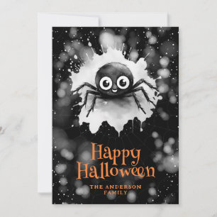 Cartes Pour Fêtes Annuelles Funny Spider Web Watercolor Happy Halloween Card