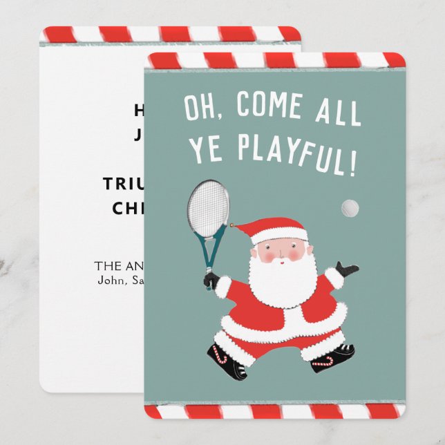 Cartes Pour Fêtes Annuelles Funny Tennis de Noël (Devant / Derrière)