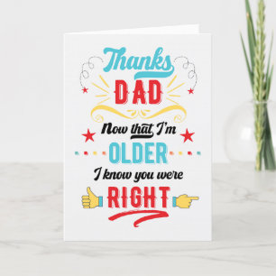 Cartes Pour Fêtes Annuelles Funny Thanks Dad You Were Right Father's Day