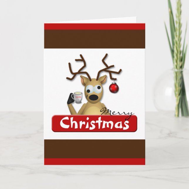 Cartes Pour Fêtes Annuelles Funny Tipsy Reindeer Christmas Greeting Card (Devant)