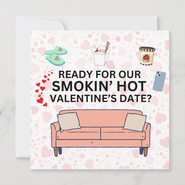 Cartes Pour Fêtes Annuelles Funny Valentine Smokin' Hot Date Night Card (Devant)