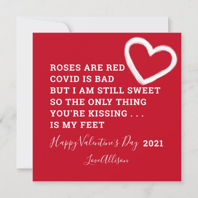 Cartes Pour Fêtes Annuelles Funny Valentines Day 2021 Covid Poem (Devant)