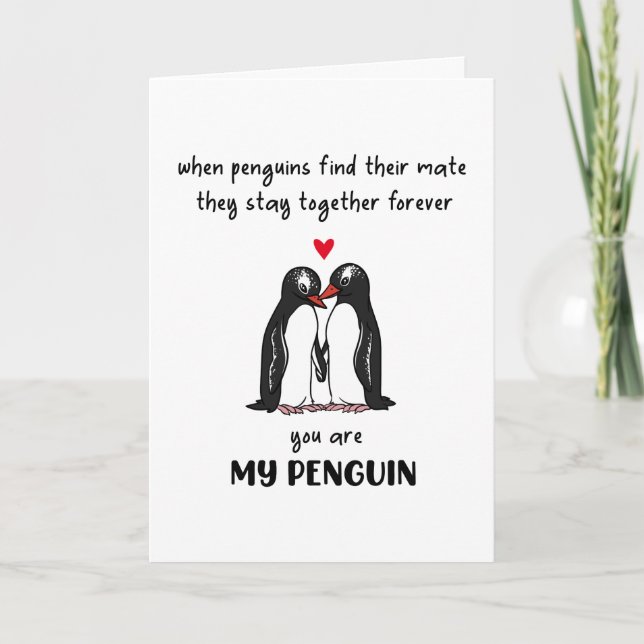 Cartes Pour Fêtes Annuelles Funny Valentine's Day Card - Penguin Card (Devant)