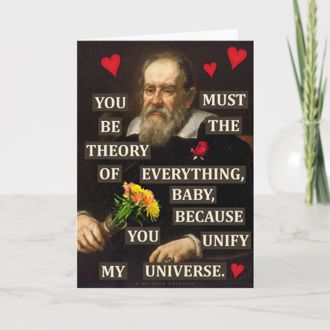 Cartes Pour Fêtes Annuelles Funny Valentine's Day Galileo Physique Geek Amour (Devant)