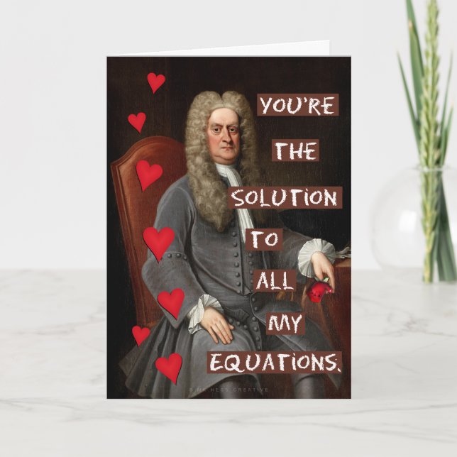 Cartes Pour Fêtes Annuelles Funny Valentine's Day Newton Geek Math Love (Devant)