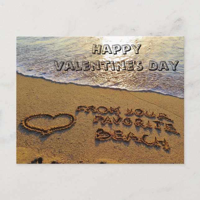 Cartes Pour Fêtes Annuelles Funny Valentine's Day Pun Beach Heart (Devant)