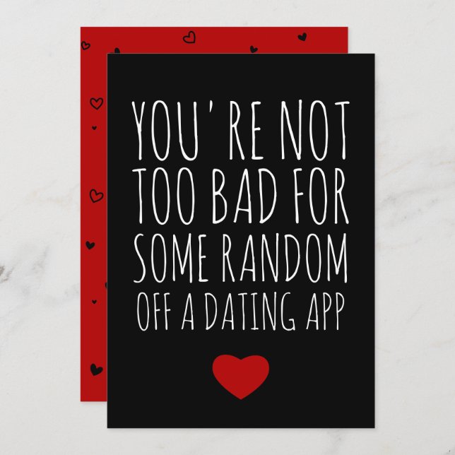 Cartes Pour Fêtes Annuelles Funny Valentines Day Random Guy Dating App Card (Devant / Derrière)